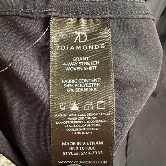 7 Diamonds Men's 4 Way Stretch Performance Button Down Shirt‎ Navy XL - Picture 7 of 8